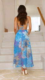 Flora™ | Vestido floral con tirantes y escote estructurado