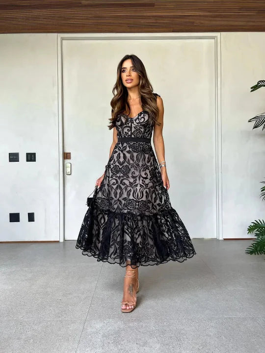 Kaori™ | Vestido midi elegante con finas tiras