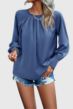 Lourdes | Top de Manga Larga con Cuello de Encaje