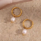 ELISE™ | Pendientes de Aro con Perla