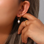 ELISE™ | Pendientes de Aro con Perla
