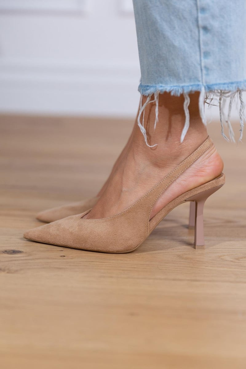 Marlena™ | Zapatos de tacón slingback nude con tacón fino